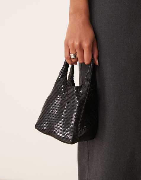 My Accessories - Borsa a secchiello in maglia metallica nera - view 1