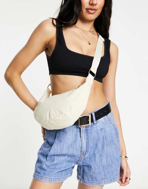 My Accessories - Borsa a tracolla beige in nylon