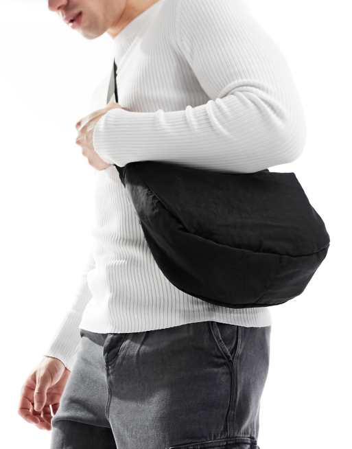 My Accessories - Borsa a tracolla grande in nylon nera