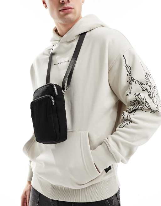 My Accessories - Borsa a tracolla in nylon nera 