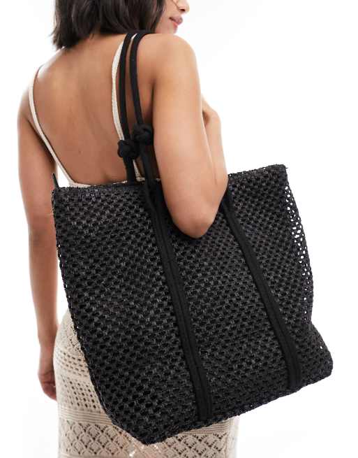 Borsa di paglia nera outlet