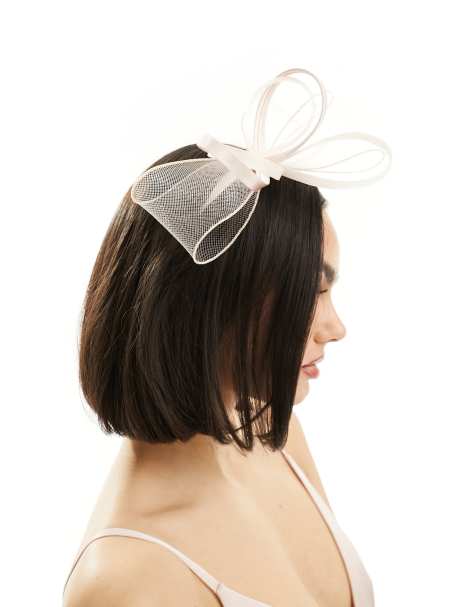 My Accessories bow detail fascinator headband in pale pink