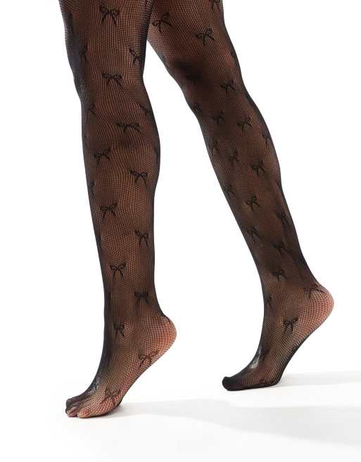 My Accessories bow pattern tights in black | ASOS