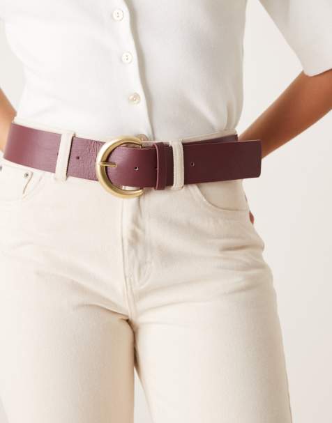 My Accessories – Breiter Gürtel in Burgunderrot und Gold - view 1