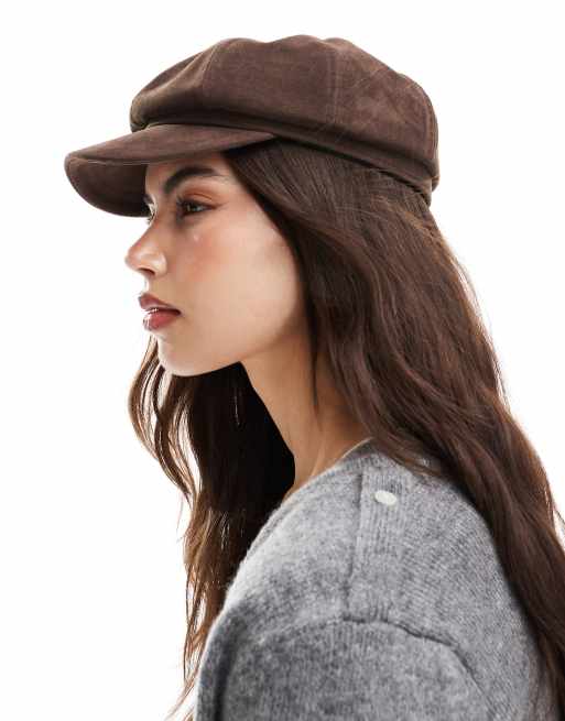 My Accessories - Brun baker boy-kasket i imiteret ruskind, 3 af 3