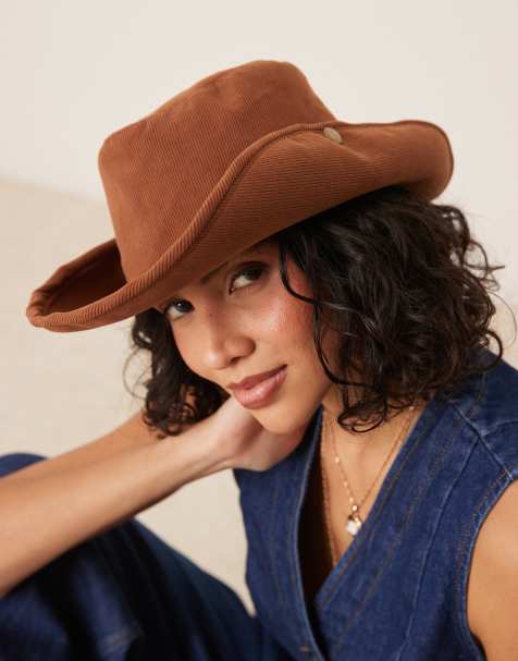 My Accessories - Brun blød cowboyhat i fløjl - view 1