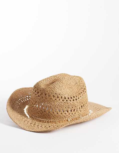 My Accessories – Brun cowboyhatt i strå med guldfärgade myntdetaljer - view 1