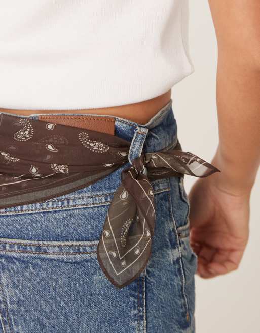 My Accessories – Brun, paisleymönstrad bandana i chiffong, 3 av 3