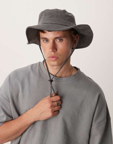 My Accessories - Bucket hat in safari-stijl in gewassen zwart - view 1
