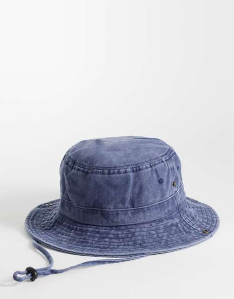 My Accessories - Bucket hat met trekkoord in marineblauw met wassing - view 1