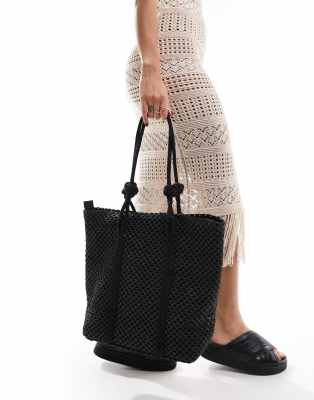 My Accessories - Cabas en paille - Noir