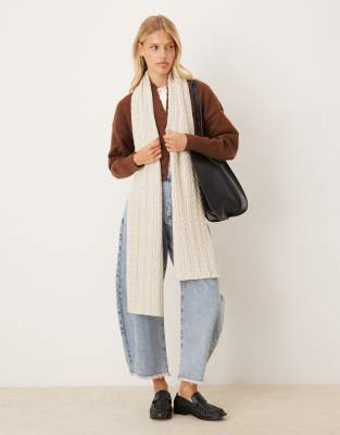 My Accessories My Accessories cable knit scarf in cream-White