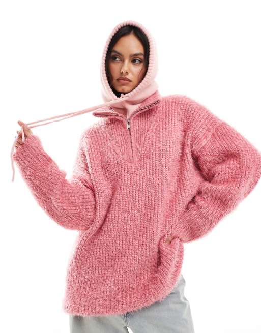 My Accessories - Cagoule en maille avec cordon de serrage - Rose, 2 de 4