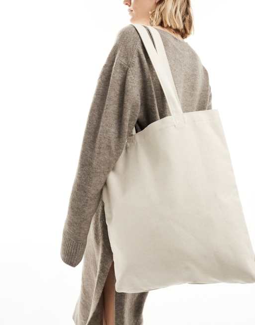 Cream canvas tote online bag