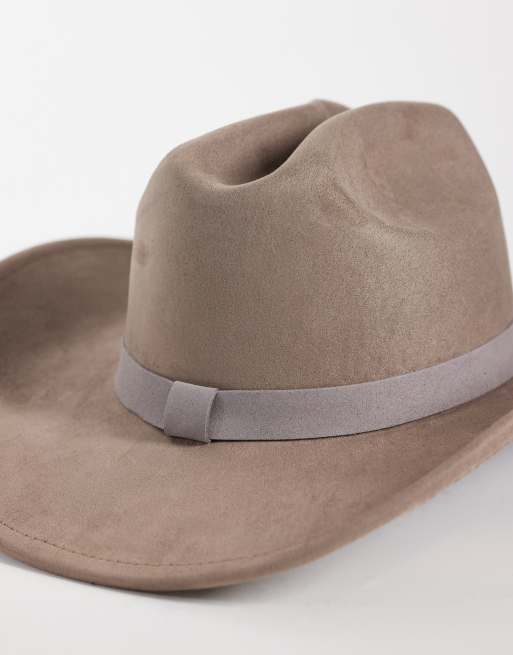 My Accessories - Cappello da cowboy in camoscio sintetico color pietra, 2 di 3