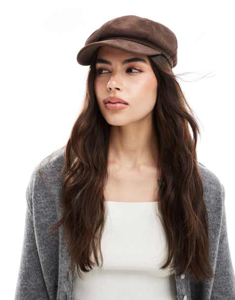 My Accessories - Casquette gavroche imitation daim - Marron - view 1