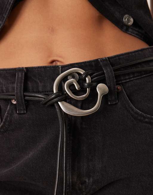 My Accessories - Ceinture corde avec détail spirale - Noir et argenté, 3 de 3