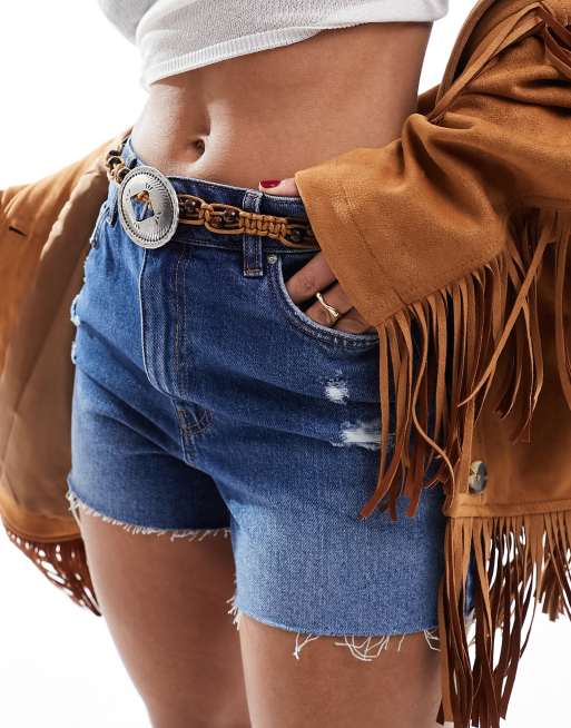 My Accessories- Ceinture en corde ornée de médaillons - Marron/argenté