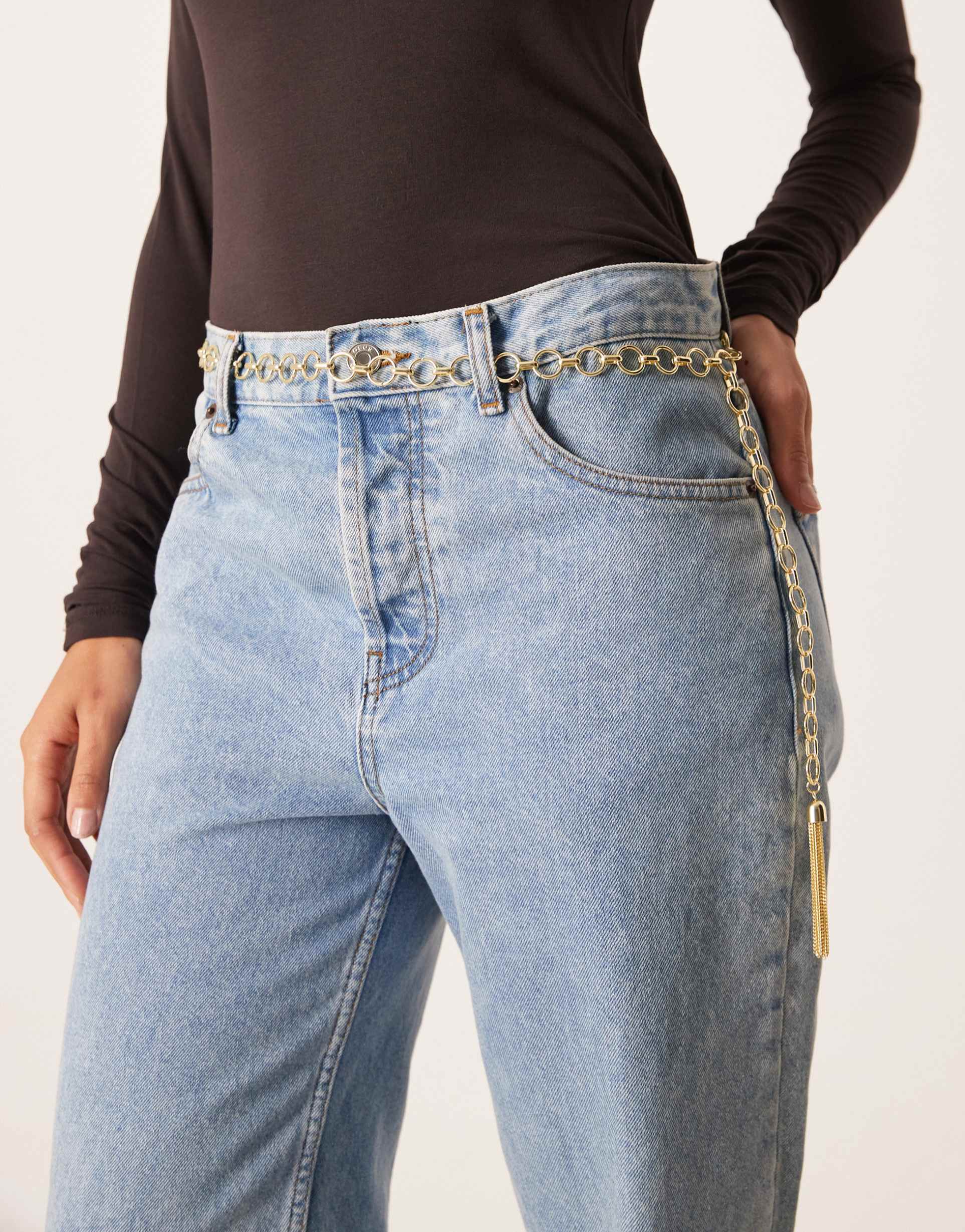 my accessories chain belt with tassle detail in gold