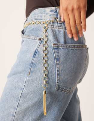 My Accessories Chain Belt With Tassle Detail In Gold