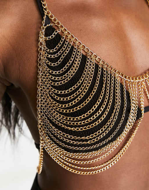 My Accessories - Chaîne de corps style soutien-gorge - Doré, 3 de 4