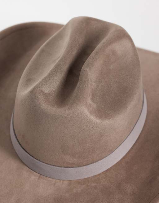 My Accessories - Chapeau de cowboy en imitation daim - Taupe, 3 de 3