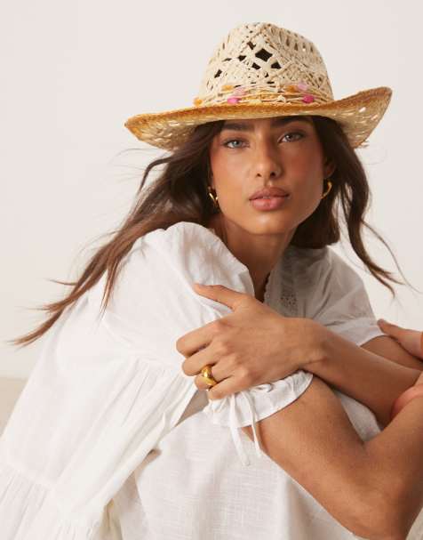 My Accessories - Chapeau de cowboy en paille avec bande - Jaune dégradé - view 1