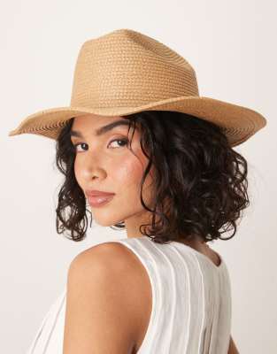 My Accessories - Chapeau de cowboy en paille tressée - Fauve-Marron