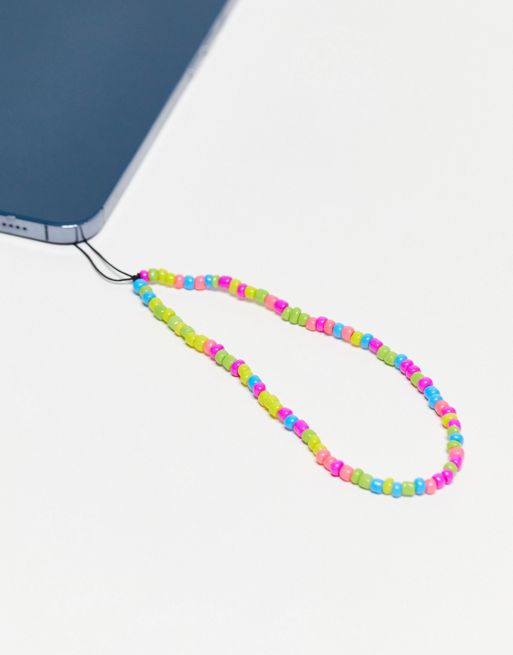 My Accessories - Charm per smartphone multicolore con perline arcobaleno