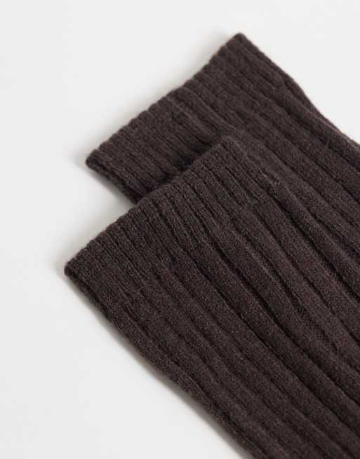 My Accessories chaussettes côtelées sous le genou marron chocolat, 3 de 3