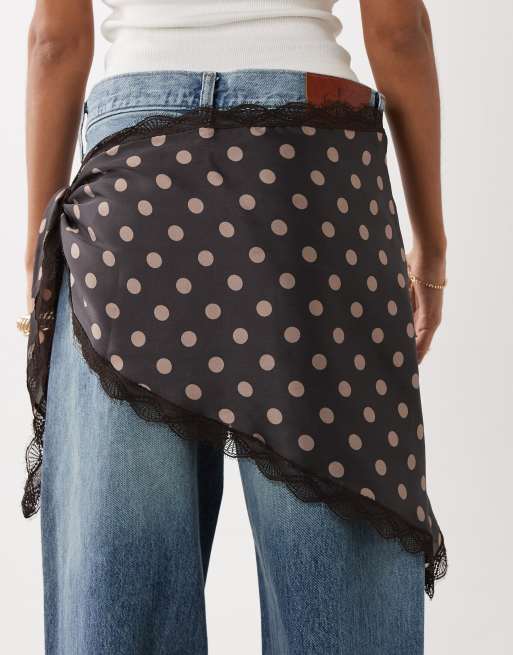 My Accessories – Chokladbrunt, prickigt scarfskärp med spetskant, 3 av 3