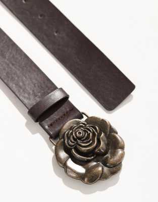 My Accessories Chunky Rose Buckle Belt