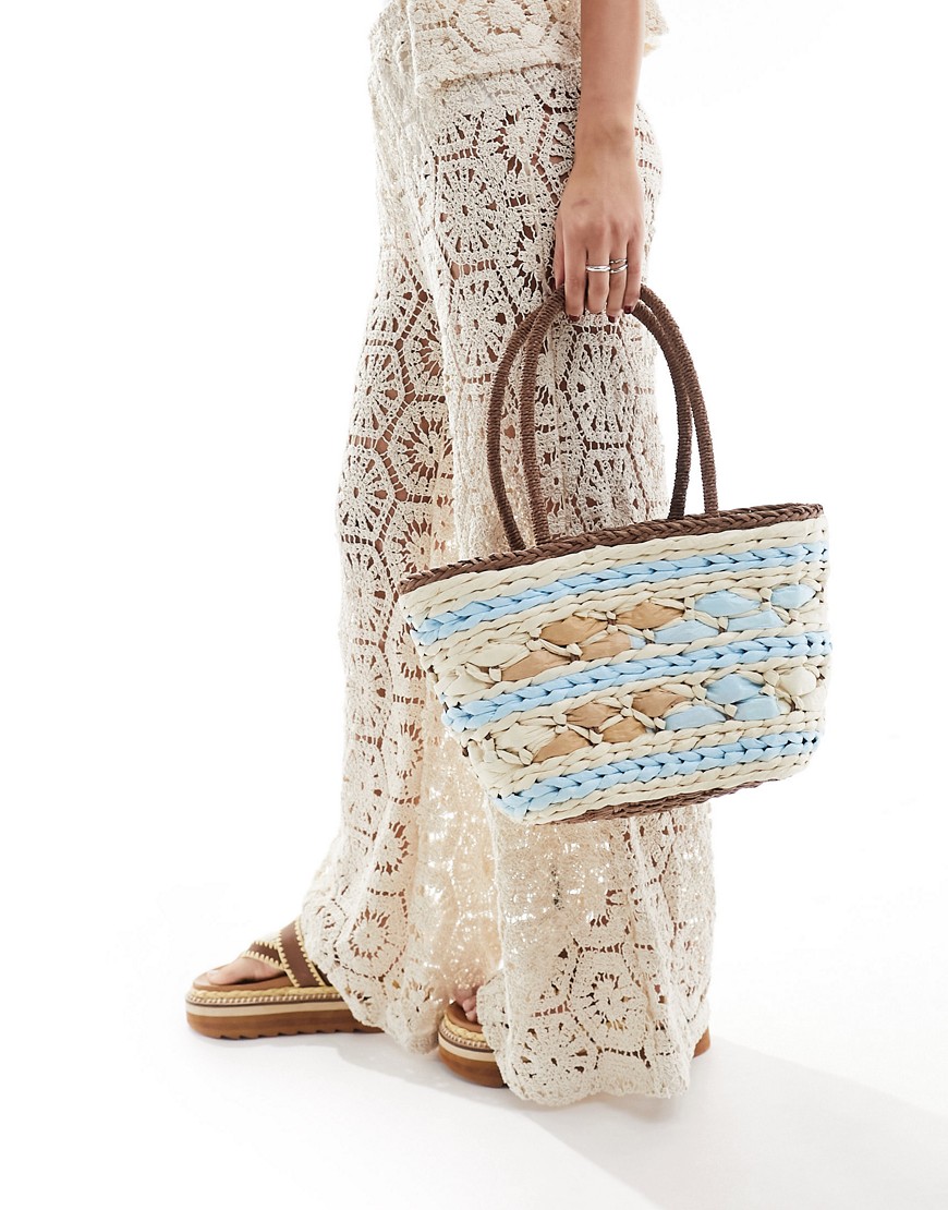 My Accessories chunky woven straw bag in blue