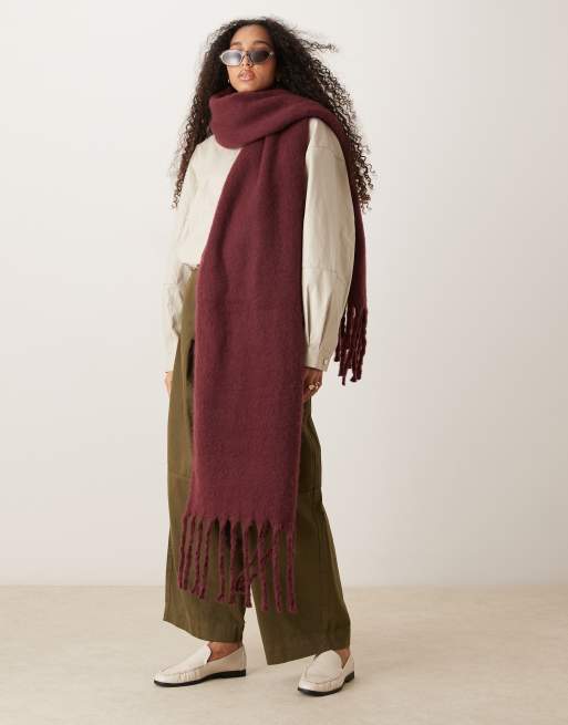 My Accessories – Ciemnobordowy bardzo miękki szalik oversize, 2 z 3