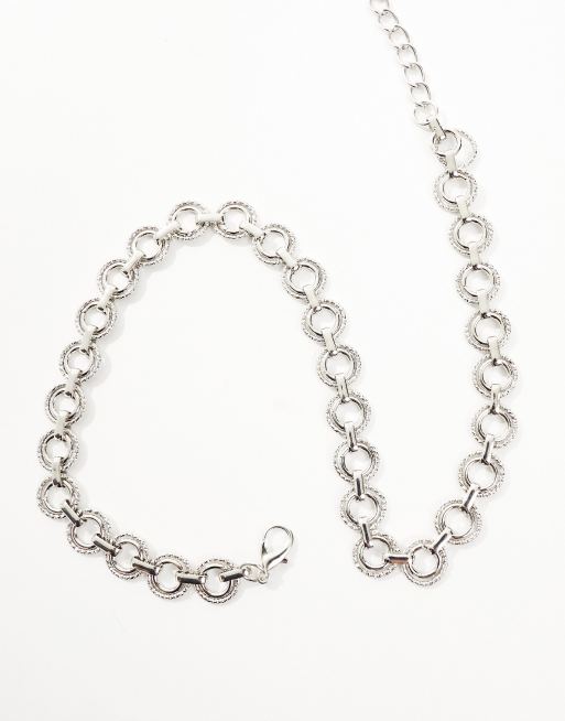My Accessories - Cintura a catenina con maglie piccole color argento, 4 di 4