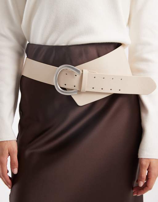 My Accessories - Cintura larga color crema con fibbia appariscente