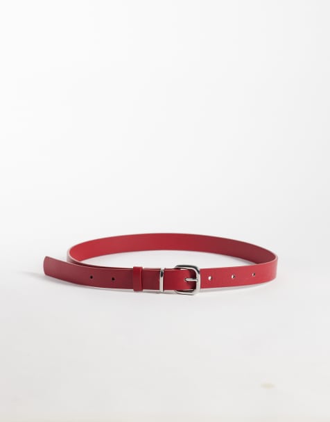 My Accessories cintura rossa con fibbia argentata - view 1