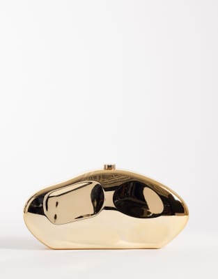 My Accessories - Clutch aus gehämmertem Metall in Gold-Goldfarben