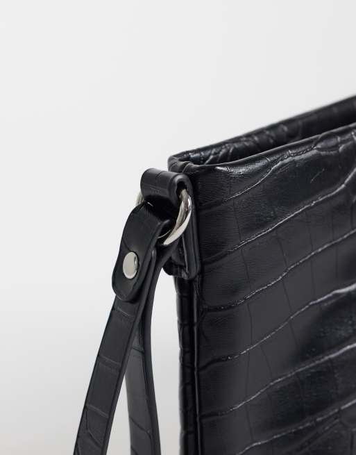 My Accessories clutch bag in black faux croc, 3 of 4