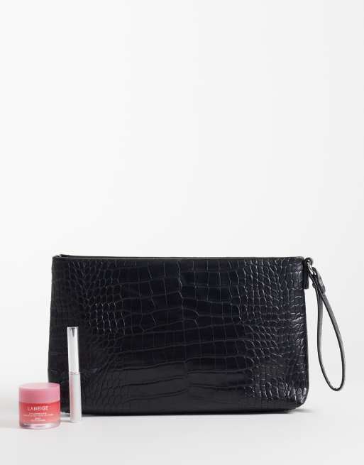 My Accessories clutch bag in black faux croc, 4 of 4