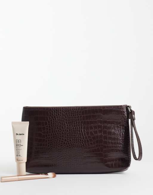My Accessories clutch bag in brown faux croc, 4 of 4