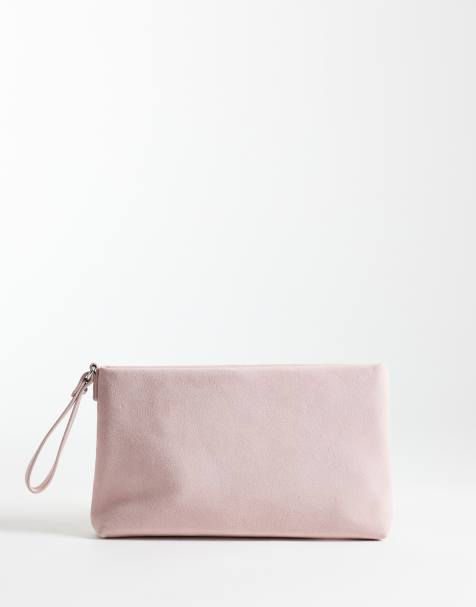 My Accessories - Clutch tas van imitatiesuède met structuur in roze - view 1