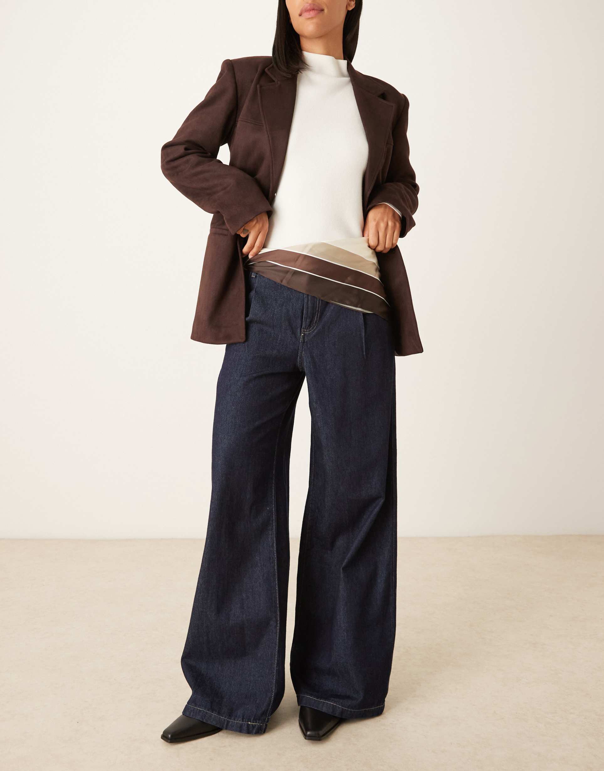 my accessories color block belt bandana in brown