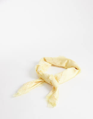 My Accessories Contrast Lace Trim Bandana Belt In Yellow