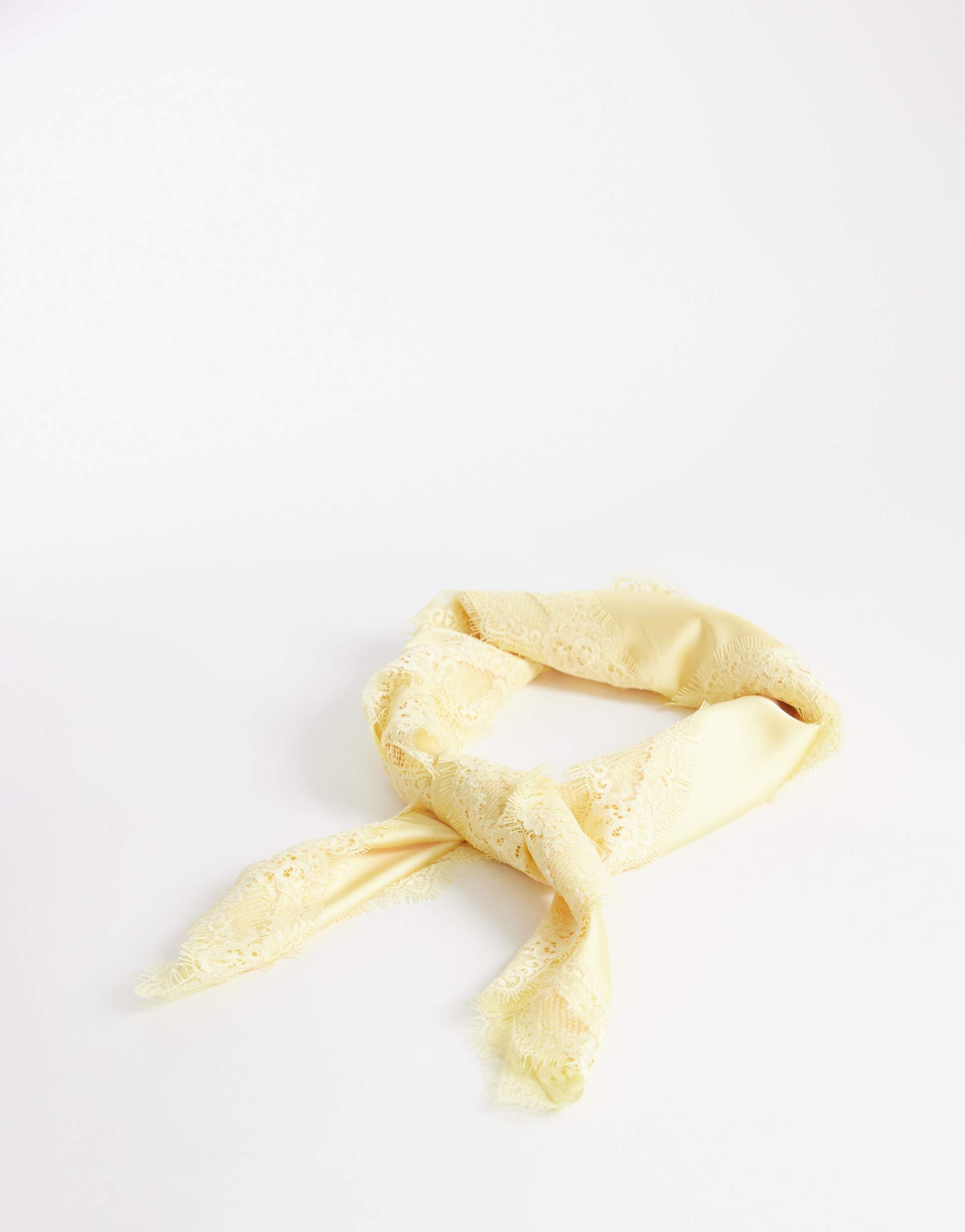 my accessories contrast lace trim bandana belt in yellow