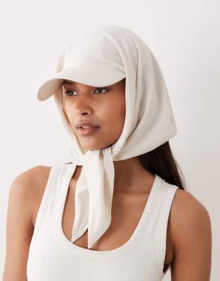 My Accessories Cotton Blend Cap Bandana In Neutral