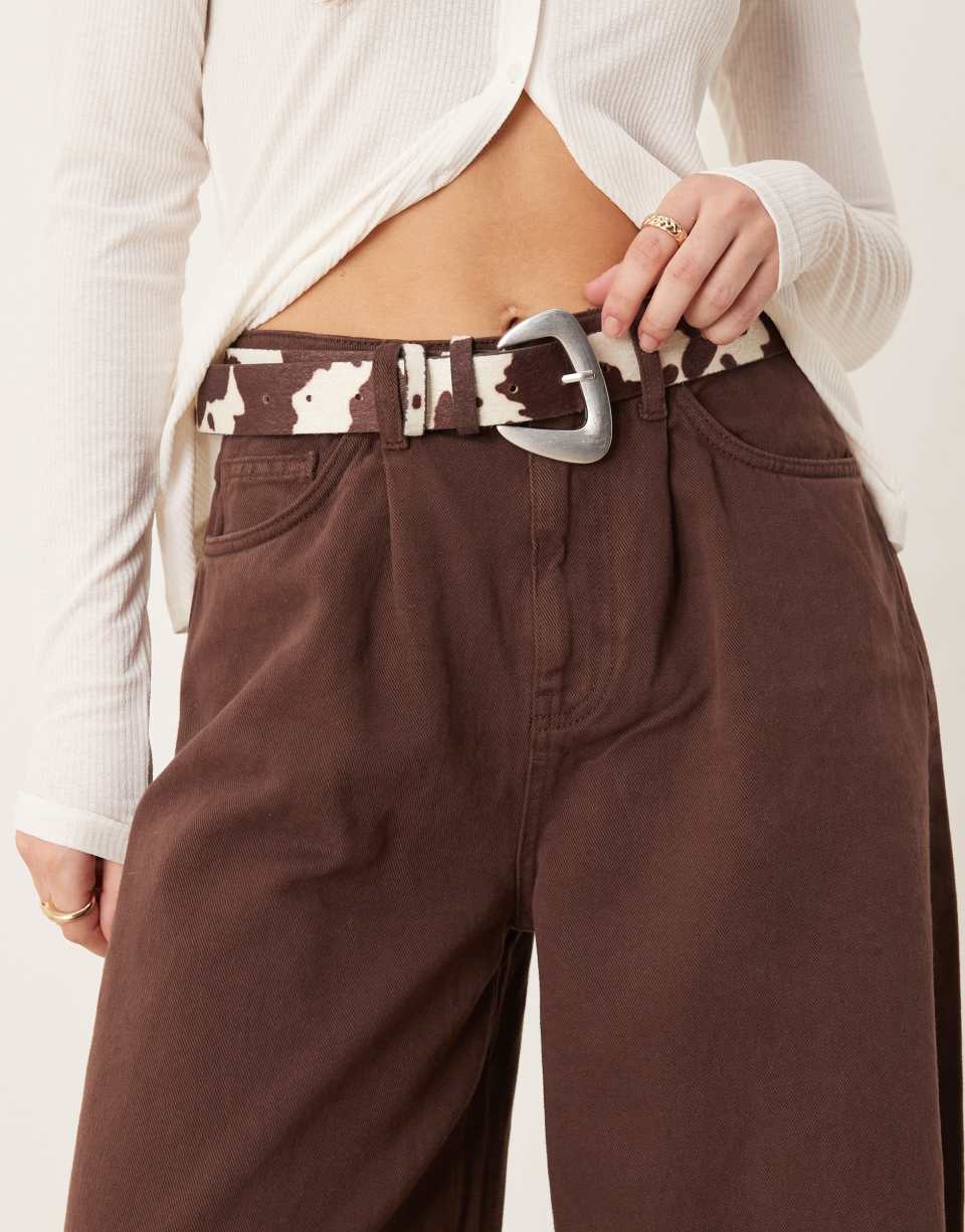 Cow print belt