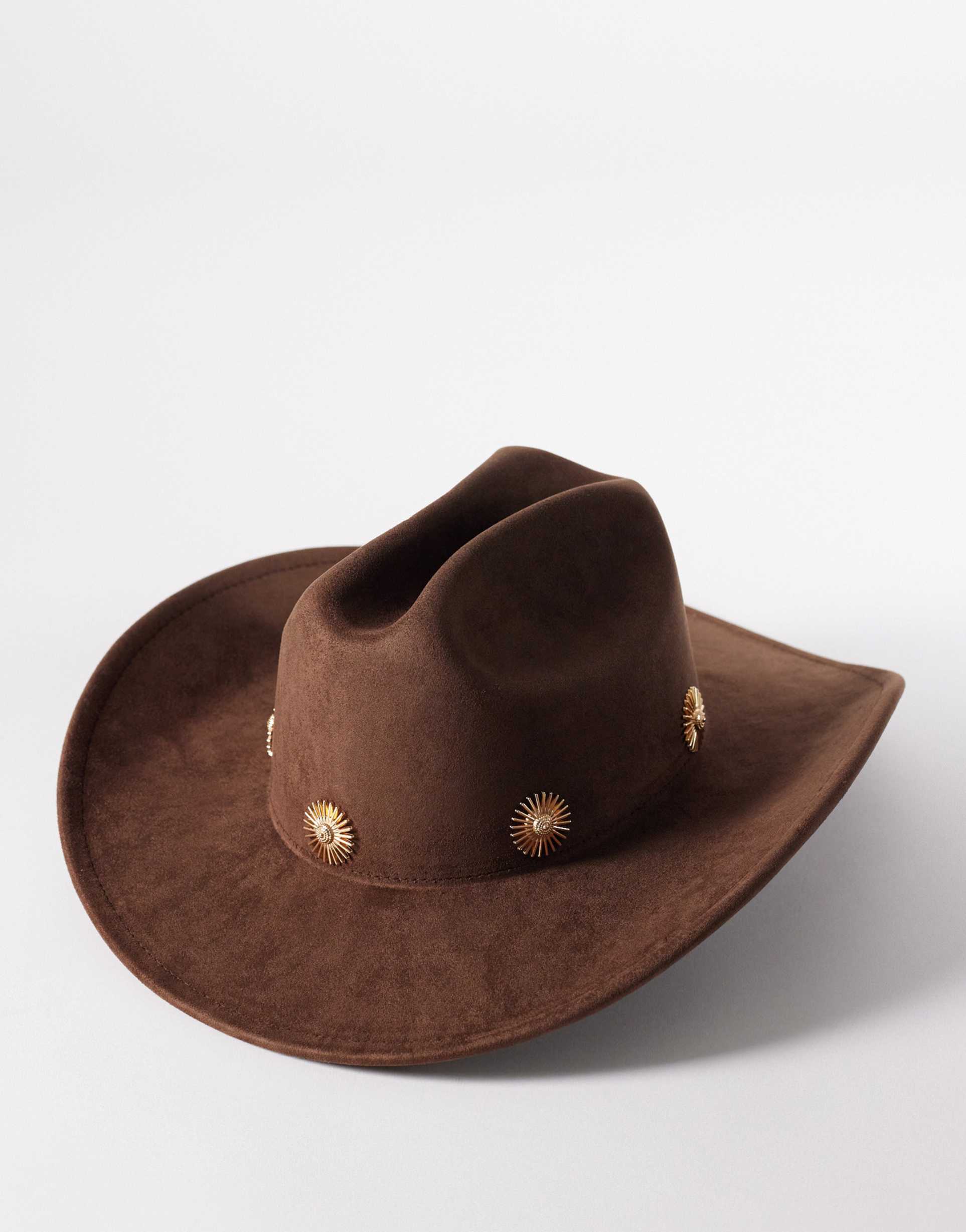 my accessories cowboy hat with gol daisy studs in brown