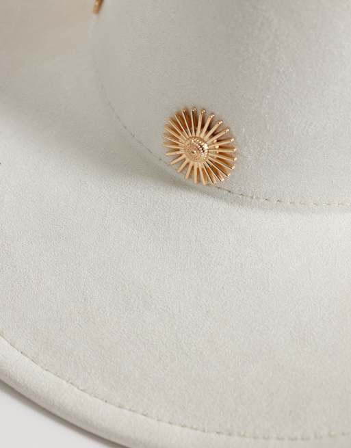 My Accessories cowboy hat  with gold daisy studs in cream, 2 of 3