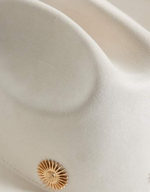My Accessories cowboy hat  with gold daisy studs in cream, 3 of 3